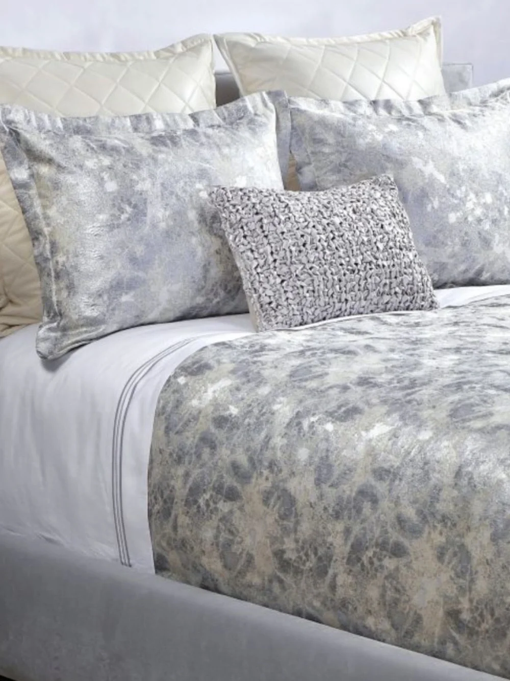 The Art Of Home Ann Gish King Duvet Set Terrazzo Silver New $525 W/Pillow Shams